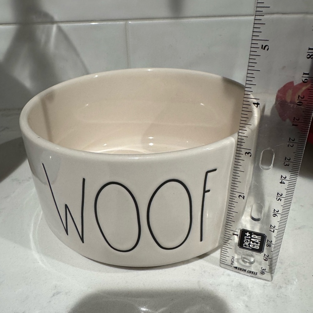 Rae Dunn White 'WOOF' Pet Bowl